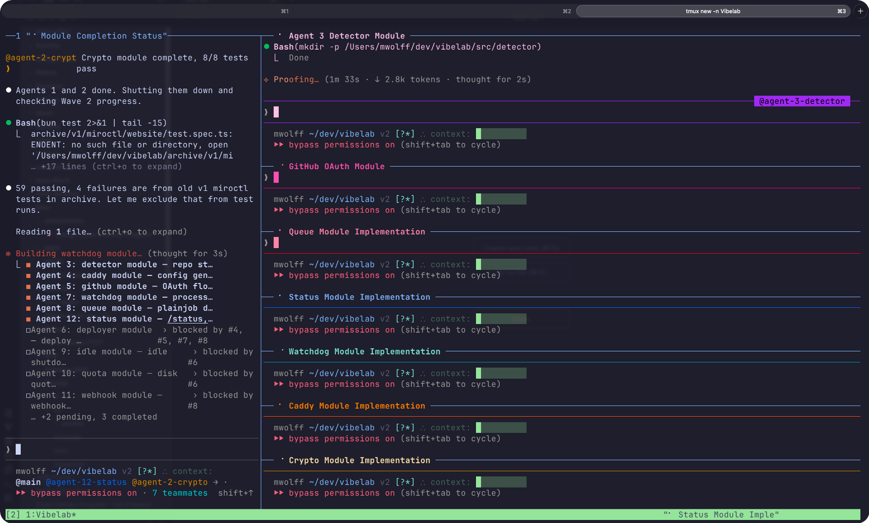 12 agents working on Vibelab simultaneously